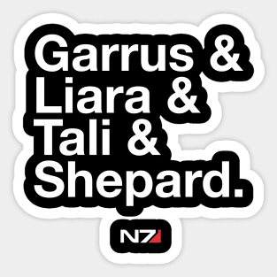 Garrus & Liara & Tali & Shepard (Dark Variant) Sticker